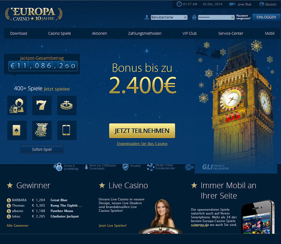 europa live casino hire